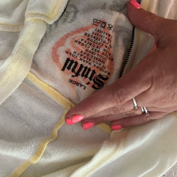 Sinful Y2K, ombre, yellow, and white zip up hoodie size large - Picture 3 of 13